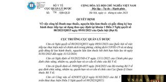 Hm88 link đăng nhập số 758/QĐ-QLD ngày 13/10/2023 của Cục Quản lý Dược về việc công bố Danh mục thuốc, nguyên liệu làm thuốc có giấy đăng ký lưu hành được tiếp tục sử dụng theo quy định tại khoản 1 Điều 3 Nghị quyết số 80/2023/QH15 ngày 09/01/2023 của Quốc hội (Đợt 8)