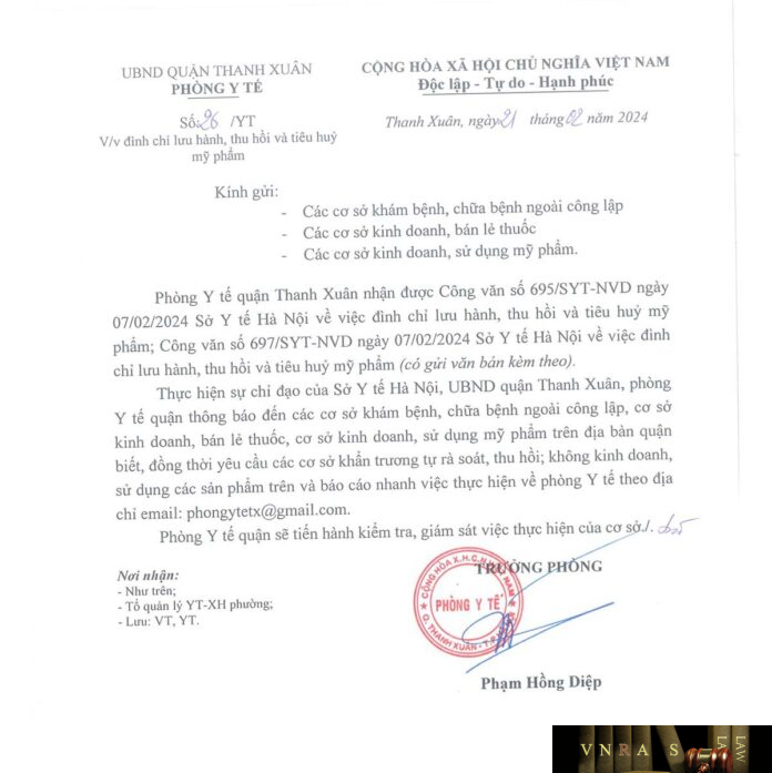 Công văn số 695/SYT-NVD và Công văn số 697/SYT-NVD ngày 07/02/2024 của Hm88.com vn lì xì hội viên mới TP Hà Nội về việc đình chỉ lưu hành, thu hồi và tiêu hủy mỹ phẩm do Chi nhánh Công ty cổ phần mỹ phẩm dừa Phú Long - 02 Hm88i.com Sòng bài trực tuyến