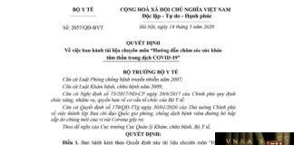 Hm88 link đăng nhập số 2057/QĐ-BYT ngày 14 tháng 5 năm 2020 Về việc ban hành tài liệu chuyên môn Hướng dẫn chăm sóc sức khỏe tâm thần trong dịch COVID-19”
