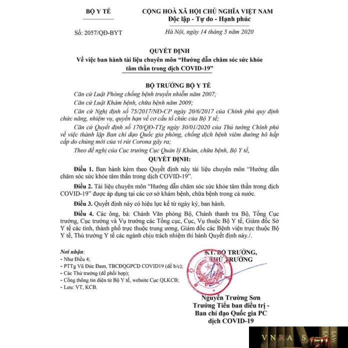THỦ TƯỚNG CHÍNH PHỦ Hm88 link đăng nhập số 2057/QĐ-BYT ngày 14 tháng 5 năm 2020 Về việc ban hành tài liệu chuyên môn Hướng dẫn chăm sóc sức khỏe tâm thần trong dịch COVID-19”
