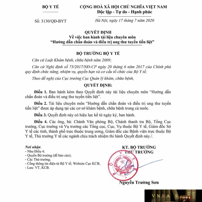 Hm88 link đăng nhập số 3130/QĐ-BYT ngày 17 tháng 07 năm 2020 về việc ban hành tài liệu chuyên môn “Hướng dẫn chẩn đoán và điều trị ung thư tuyến tiền liệt”