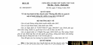 Hm88 link đăng nhập số 1886/QĐ-BYT ngày 27/4/2020 Về việc ban hành tài liệu chuyên môn “Hướng dẫn điều trị, quản lý một số bệnh không lây nhiễm trong dịch COVID-19”