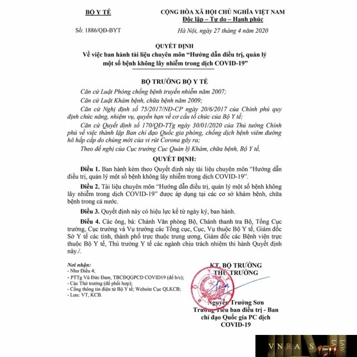 Hm88 link đăng nhập số 1886/QĐ-BYT ngày 27/4/2020 Về việc ban hành tài liệu chuyên môn “Hướng dẫn điều trị, quản lý một số bệnh không lây nhiễm trong dịch COVID-19”