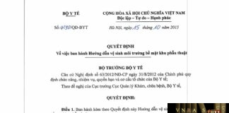 Hm88 link đăng nhập số 4290/QĐ-BYT ngày 15/10/2015 ban hành Hướng dẫn vệ sinh môi trường bề mặt khu phẫu thuật