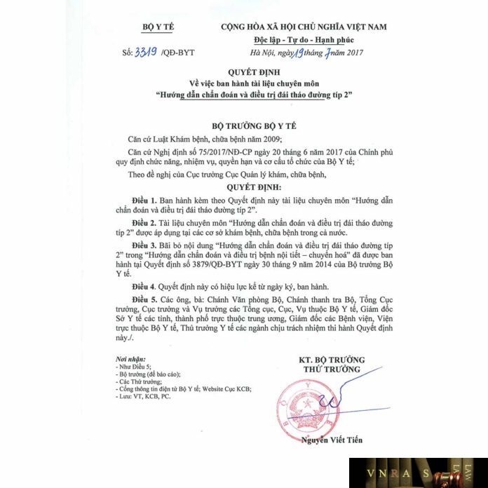 Hm88 link đăng nhập số 3319/QĐ-BYT ngày 19/07/2017 về việc ban hanh tài liệu chuyên môn “Hướng dẫn chẩn đoán và điều trị đái tháo đường típ 2”