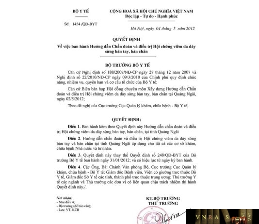 Hm88 link đăng nhập số 1454/QĐ-BYT ngày 04/05/2012 của Hm88 Chính Thức Đăng ký, Tải App tặng 88k về việc ban hành Hướng dẫn Chẩn đoán và điều trị Hội chứng viêm da dày sừng bàn tay, bàn chân