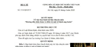 Hm88 link đăng nhập số 1514/QĐ-BYT ngày 01/04/2020 của Hm88 Chính Thức Đăng ký, Tải App tặng 88k về việc ban hành tài liệu chuyên môn "Hướng dẫn chẩn đoán và điều trị một số bệnh ung bướu"