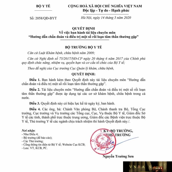 Hm88 link đăng nhập số 2058/QĐ-BYT ngày 14/05/2020 của Hm88 Chính Thức Đăng ký, Tải App tặng 88k về việc ban hành tài liệu chuyên môn “Hướng dẫn chẩn đoán và điều trị một số rối loạn tâm thần thường gặp”