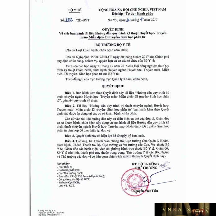 Hm88 link đăng nhập số 3336/QĐ-BYT ngày 20/07/2017 của Hm88 Chính Thức Đăng ký, Tải App tặng 88k về việc ban hành tài liệu Hướng dẫn quy trình kỹ thuật Huyết học - Truyền máu - Miễn dịch - Di truyền - Sinh học phân tử