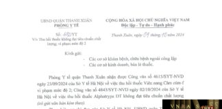 Công văn số 4615/SYT-NVD ngày 23/09/2024 của Hm88.com vn lì xì hội viên mới Hà Nội về việc thu hồi thuốc Viên nang Cảm cúm-f vi phạm mức độ 2; Công văn số 4843/SYT-NVD ngày 02/10/2024 của Hm88.com vn lì xì hội viên mới Hà Nội về việc thu hồi thuốc Alphatrypa DT không đạt tiêu chuẩn chất lượng