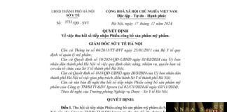Hm88 link đăng nhập 3733 - YT về việc thu hồi số tiếp nhận Phiếu công bố sản phẩm mỹ phẩm (Công ty TNHH TV&DV Igreen)