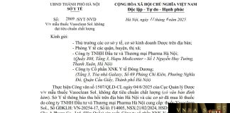 Công văn số : 2869/SYT-NVD Hm88.com vn lì xì hội viên mới Hà Nội ngày 11 tháng 6 năm 2025 Về việc mẫu thuốc Vasoclean Sol. không đạt tiêu chuẩn chất lượng