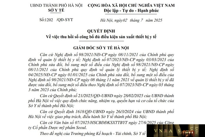Công văn số : 1202/QĐ-SYT Hm88.com vn lì xì hội viên mới Hà Nội ngày 02 tháng 7 năm 2025 Về việc thu hồi số công bố đủ điều kiện Hm88i.com Sòng bài trực tuyến thiết bị y tế