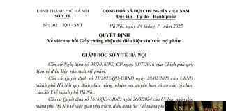 Công văn số : 1302/QĐ-SYT Hm88.com vn lì xì hội viên mới Hà Nội ngày 16 tháng 7 năm 2025 Về việc thu hồi Giấy chứng nhận đủ điều kiện Hm88i.com Sòng bài trực tuyến mỹ phẩm