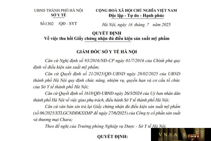 1302-QD-SYT-2025 Công văn số : 1302/QĐ-SYT Hm88.com vn lì xì hội viên mới Hà Nội ngày 16 tháng 7 năm 2025 Về việc thu hồi Giấy chứng nhận đủ điều kiện Hm88i.com Sòng bài trực tuyến mỹ phẩm