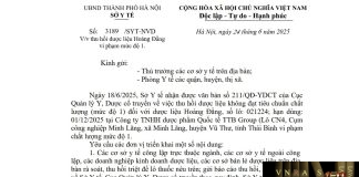 Công văn số : 3189/SYT-NVD Hm88.com vn lì xì hội viên mới Hà Nội ngày 24 tháng 6 năm 2025 Về việc thu hồi dược liệu Hoàng Đằng vi phạm mức độ 1
