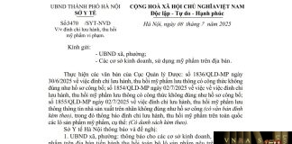 Công văn số : 3470/SYT-NVD Hm88.com vn lì xì hội viên mới Hà Nội ngày 08 tháng 7 năm 2025 Về việc đình chỉ lưu hành, thu hồi mỹ phẩm vi phạm