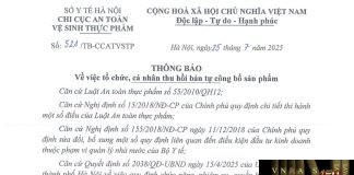 Công văn số : 521/TB-CCATVSTP Hm88.com vn lì xì hội viên mới Hà Nội ngày 25 tháng 7 năm 2025 Về việc tổ chức, cá nhân thu hồi bản tự công bố sản phẩm