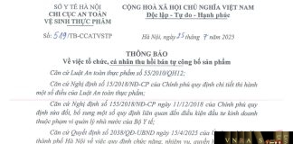 Công văn số : 519/TB-CCATVSTP Hm88.com vn lì xì hội viên mới Hà Nội ngày 25 tháng 7 năm 2025 Về việc tổ chức, cá nhân thu hồi bản tự công bố sản phẩm