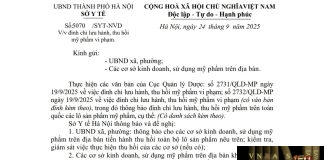 Công văn số : 5070/SYT-NVD Hm88.com vn lì xì hội viên mới Hà Nội ngày 24 tháng 9 năm 2025 Về việc đình chỉ lưu hành, thu hồi mỹ phẩm vi phạm