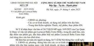 Công văn số : 5202/SYT-NVD Hm88.com vn lì xì hội viên mới Hà Nội ngày 29 tháng 9 năm 2025 Về việc mỹ phẩm giả Lactacyd Baby Extra Milky