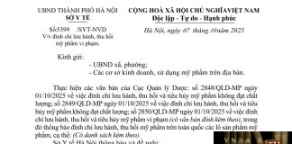 Công văn số : 5399/SYT-NVD Hm88.com vn lì xì hội viên mới Hà Nội ngày 07 tháng 10 năm 2025 Về việc đình chỉ lưu hành, thu hồi mỹ phẩm vi phạm