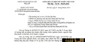 Công văn số : 5811/SYT-NVD Hm88.com vn lì xì hội viên mới Hà Nội ngày 21 tháng 10 năm 2025 Về việc thu hồi thuốc viên nén bao đường NEUROTRIVIT không đạt tiêu chuẩn chất lượng