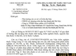 Công văn số : 7307/SYT-NVD Hm88.com vn lì xì hội viên mới Hà Nội ngày 15 tháng 12 năm 2025 Về việc thu hồi thuốc AtiNeuro® (Gabapentin 250mg/5ml)