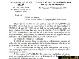 Công văn số : 7308/SYT-NVD Hm88.com vn lì xì hội viên mới Hà Nội ngày 15 tháng 12 năm 2025 Về việc đình chỉ lưu hành, thu hồi mỹ phẩm vi phạm