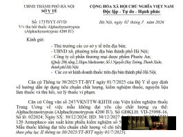 Công văn số : 1737/SYT-NVD Hm88.com vn lì xì hội viên mới Hà Nội ngày 02 tháng 3 năm 2026 Về việc thu hồi thuốc Alphachymotrypsin (Alphachymotrypsin 4200 IU)